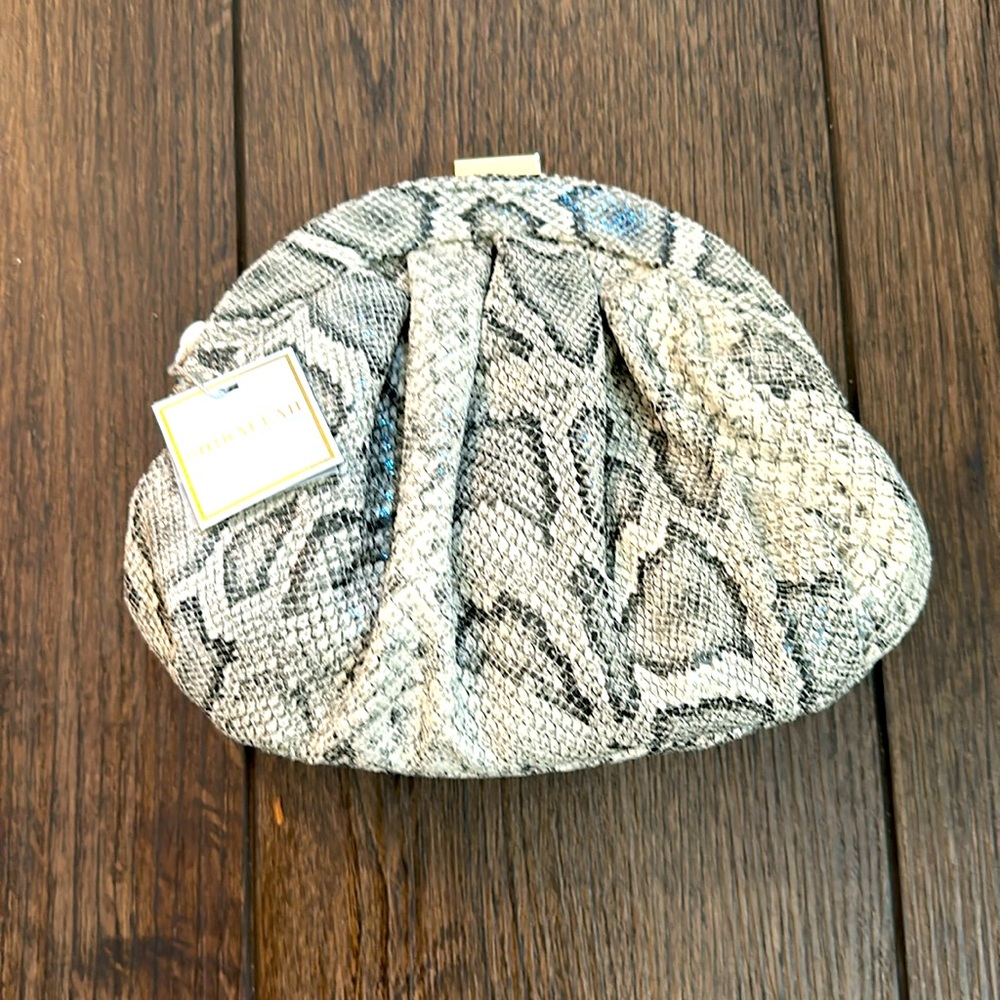 Faux Snake Cameron Clutch by Shiraleah with optional attached gold strap